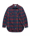 (Unisex) Wool Tartan Check Shirt Red Navy