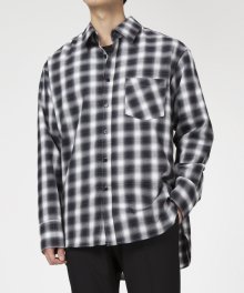 Flannel Check Oversize Shirts - Black