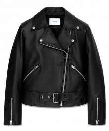 WOMENS BELTED RIDERS JACKET HS [BLACK]