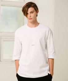 유니섹스 미니멀 7부 티셔츠 (흰색)