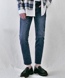 M#1495 two-destroy cutted crop jeans