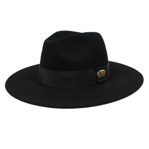 Gold Metal Line Wool Fedora BK 페도라