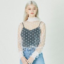 DOT SEETHROUSH BLOUSE_WHITE