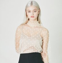 DOT SEETHROUSH BLOUSE_BEIGE