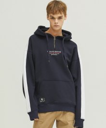 2018 BLOCK SLEEVE ZIPPER HOODIE (NAVY) [GHD001G13NA]