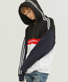 2018 3 BLOCK HOODIE OVER FIT (BLACK) [GHD002G13BK]