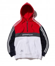 2018 3 BLOCK HOODIE OVER FIT (RED) [GHD002G13RE]