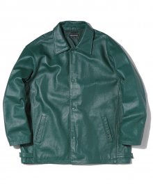 Leather Coach Jacket Green