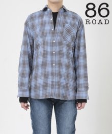 2806 Oversize check shirt(Blue)