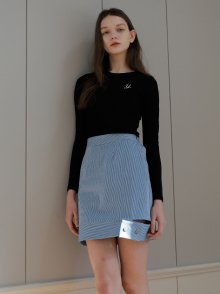 denim stripe skirt_skyblue