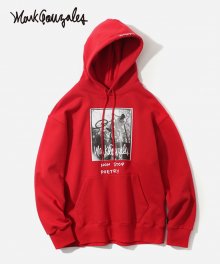 NON STOP POETRY GRAPHIC HOODIE RED