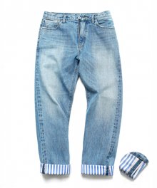 [LAFITS] (Unisex) ST Roll UP Selvedge Jeans_Light Blue