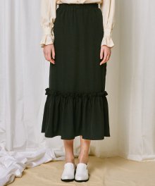 mgmg ruffle long skirt_black