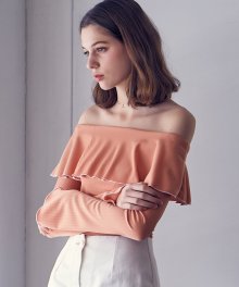 LS RUFFLE OFFSHOULDER(ORANGE)