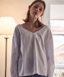 LS V-NECK BLOUSE(WHITE)