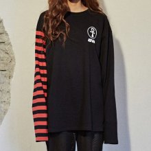 [NSTK] HALF STRIPE LONG SLEEVE TEE (BLK)