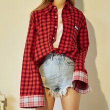 [NSTK] COLORING CHECK BOXY SHIRTS (RED)