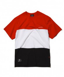 2018 3 BLOCK T-SHIRTS OVER FIT (RED) [GTS101G23RE]