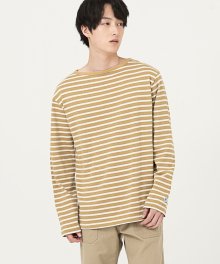 boat neck ordinary naval T-shirts beige