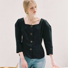 BUTTON DART BLOUSE BLACK