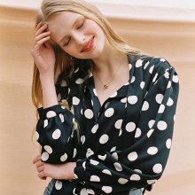 BIG DOTS TIE BLOUSE BLACK