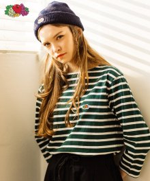 3/4 STRIPE BOAT NECK GREEN