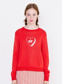 MF heart knit(red)