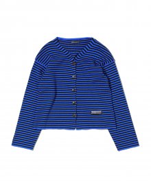 Oversized Striped Cardigan Blue