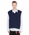 MINIMAL POCKET KNIT VEST navy