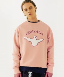 BOUCLE ANGEL DRAWING CREWNECK PINK