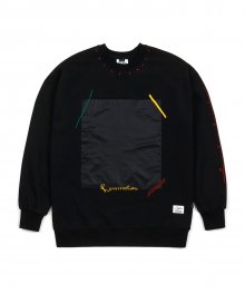 SQUARE HEAVY SWEAT OVERSIZED CREWNECK BLACK