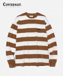 L/S MIDDLE STRIPE TEE BROWN