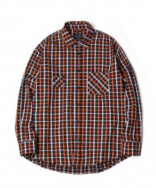 투포켓 체크 셔츠 (블랙/오렌지)