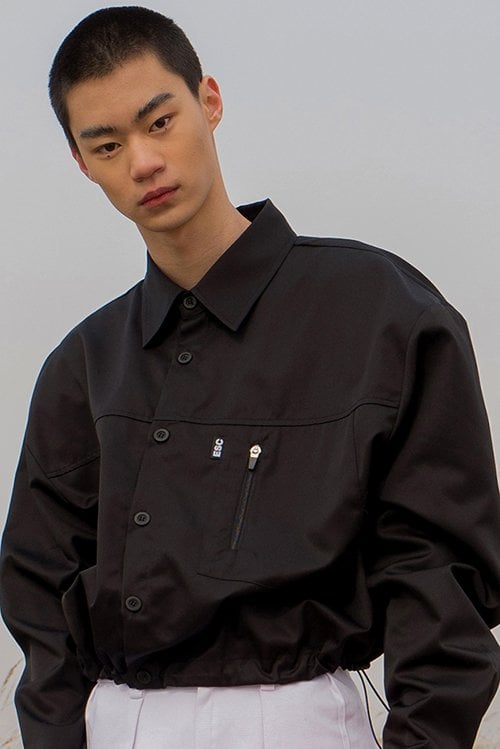 이에스씨 스튜디오(ESC STUDIO) String crop shirt(black) - 사이즈