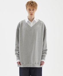 OVERSIZED DEEP V-NECK MTM [GREY]