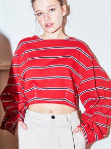 LONG SLEEVE CURVED TOP RED