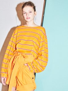 LONG SLEEVE CURVED TOP MUSTARD