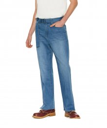 BELTED DENIM WIDE TROUSERS