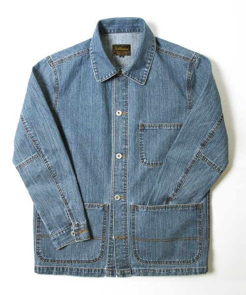 Джинсовая рабочая куртка в елочку - Grayish Light Blue