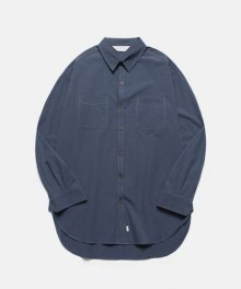 Half Linen Solid Shirt_Navy