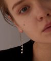 [Silver] Swarovski & Pearl Stick Drop Earrings