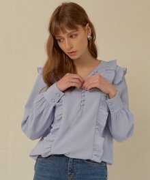 monts673 front button frill blouse