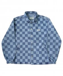 Checker Denim Jacket - Indigo Blue
