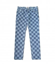 Checker Denim Pants - Indigo Blue