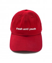 [Fresh anti youth] Fray Logo Ball Cap - Red