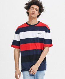 2018 STRIPE LOGO T-SHIRTS OVER FIT (RED) [GTS036G23RE]