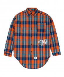 SLASH OVERSIZED CHECK SHIRTS ORANGE