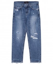 M#1540 oriental blue regularfit crop jeans