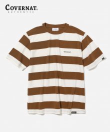 S/S MIDDLE STRIPE TEE BROWN