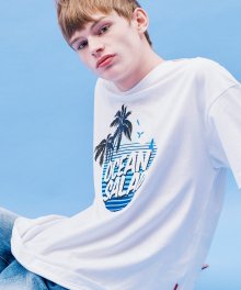 STAMP PALM TREE TEE(WHITE)